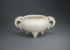 A Chinese carved marble tripod censer