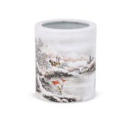 A Chinese enamelled brushpot