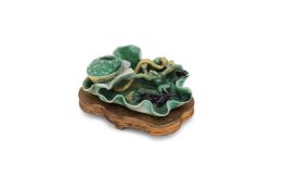 A Chinese Sancai-glazed 'Lotus and Crab' water pot