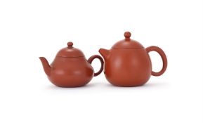 A Chinese Yixing compressed pear-shaped teapot