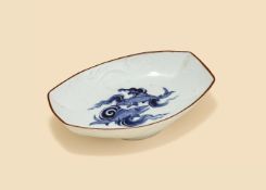 A Japanese Arita blue and white dish