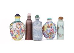 A group of six Chinese porcelain snuff bottles
