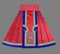 A Chinese silk embroidered red skirt