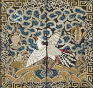 A Chinese 5th rank civilian silk embroidered badge