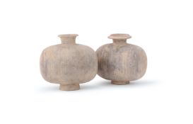 A pair of Chinese painted pottery 'Cocoon' vases