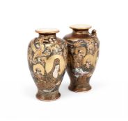 A pair of Japanese Satsuma pottery vases