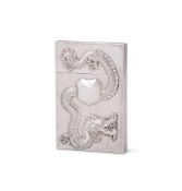 A Chinese silver 'Dragon and Chrysanthemum' card case