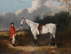 CIRCLE OF JAMES WALSHAM BALDOCK (BRITISH 1822-1898), A GENTLEMAN WITH HIS HORSE