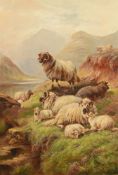 GEORGE MORISS (BRITISH 19TH CENTURY), HIGHLAND SHEEP IN THE MOUNTAINS