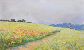 ARTHUR HUGHES (BRITISH 1832-1915), FIGURES IN A FLOWER MEADOW