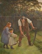 THOMAS REYNOLDS LAMONT (BRITISH 1826-1898), A FATHER AND DAUGHTERS IN THE GARDEN