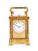 A FRENCH LACQUERED-BRASS CARRIAGE CLOCK LATE 19TH CENTURY