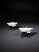 A PAIR OF CHINESE DEHUA 'LOTUS' BRUSH WASHERS, QING DYNASTY