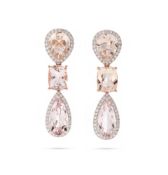 A PAIR OF MORGANITE AND DIAMOND EARRINGS