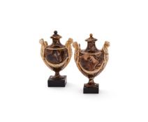 ‡ TWO WEDGWOOD & BENTLEY WHITE TERRACOTTA FAUX MARBLE VASES AND COVERS, CIRCA 1770
