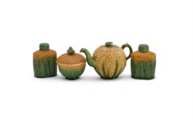 ‡ A STAFFORDSHIRE CREAMWARE ‘PINEAPPLE’ TEAPOT AND COVER, CIRCA 1765-75