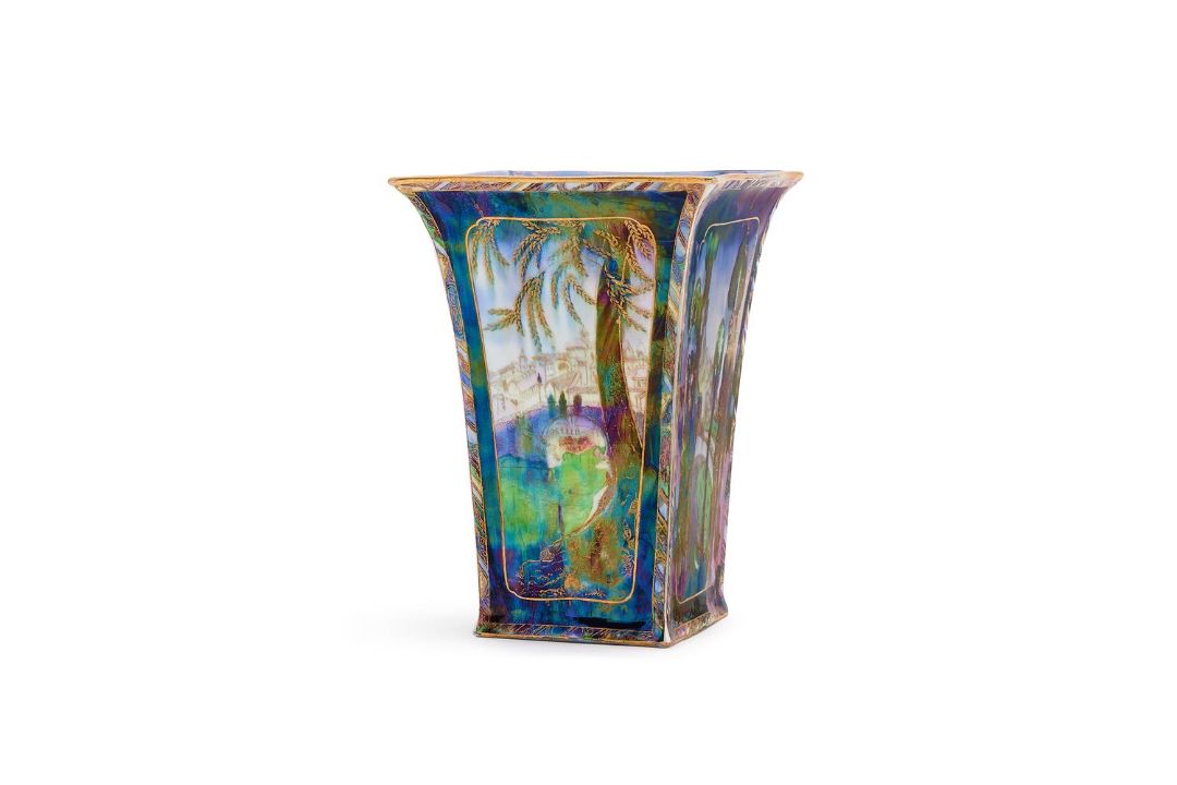 ‡ DAISY MAKEIG-JONES FOR WEDGWOOD, DANA - CASTLE ON A ROAD, A FAIRYLAND LUSTRE SQUARE SECTION VASE - Image 1 of 4