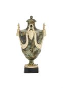 ‡ A WEDGWOOD & BENTLEY WHITE TERRACOTTA FAUX PORPHYRY VASE AND COVER, CIRCA 1775