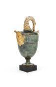 ‡ A WEDGWOOD & BENTLEY WHITE TERRACOTTA 'FISH TAIL' EWER, LATE 18TH CENTURY