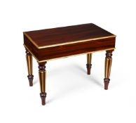 ‡ A GEORGE IV MAHOGANY AND PARCEL GILT BIDET STAND AND WEDGWOOD QUEENSWARE BIDET, CIRCA 1825
