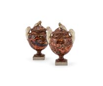 ‡ A PAIR OF WEDGWOOD & BENTLEY SOLID AGATE VASES AND COVERS, CIRCA 1774