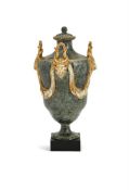 ‡ A WEDGWOOD & BENTLEY WHITE TERRACOTTA FAUX PORPHYRY VASE AND COVER, CIRCA 1775