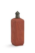 ‡ A SILVER-MOUNTED ELERS BROTHERS RED STONEWARE 'TEA JAR' CIRCA 1695 AND LATER