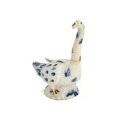 ‡ A STAFFORDSHIRE SALT-GLAZED STONEWARE MODEL OF A SWAN, CIRCA 1755