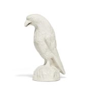 ‡ A STAFFORDSHIRE WHITE SALT-GLAZED STONEWARE MODEL OF A HAWK, CIRCA 1755