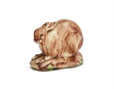 ‡ A STAFFORDSHIRE CREAMWARE FIGURE OF A LEVERET, CIRCA 1760