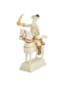 ‡ A STAFFORDSHIRE CREAMWARE EQUESTRIAN FIGURE OF AN OFFICER, CIRCA 1760-70
