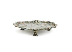 ‡ A STAFFORDSHIRE SOLID AGATEWARE WAITER OR CARD TRAY, CIRCA 1760
