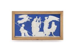 ‡ A WEDGWOOD & BENTLEY BLUE DIP JASPER PLAQUE, LATE 18TH CENTURY