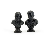 ‡ TWO WEDGWOOD BLACK BASALT BUSTS OF THE GREEK POETS