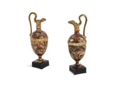 ‡ A PAIR OF WEDGWOOD & BENTLEY AGATEWARE EWERS, CIRCA 1770