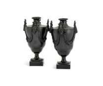 ‡ A PAIR OF WEDGWOOD & BENTLEY BLACK BASALT VASES, CIRCA 1770