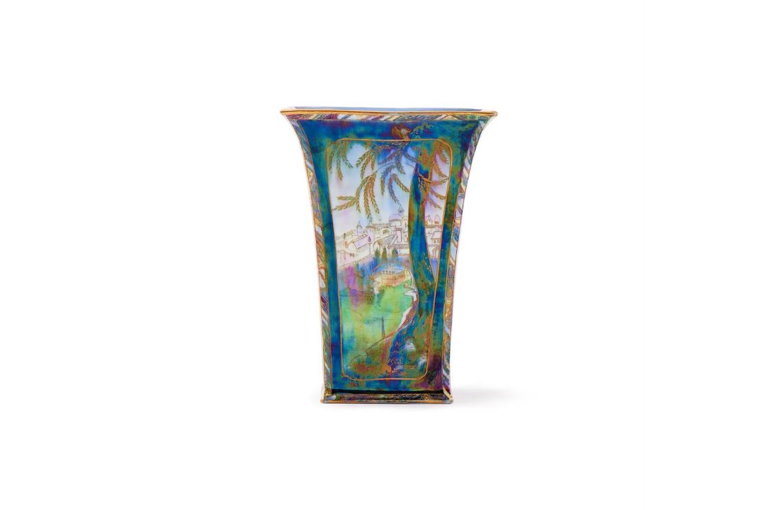 ‡ DAISY MAKEIG-JONES FOR WEDGWOOD, DANA - CASTLE ON A ROAD, A FAIRYLAND LUSTRE SQUARE SECTION VASE - Image 2 of 4