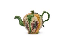 ‡ A STAFFORDSHIRE CREAMWARE TEAPOT AND COVER, CIRCA 1765