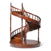 THEODORE ALEXANDER, A VARNISHED WOOD SCALE MODEL OF A SPIRAL STAIRCASE, MODERN