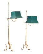 TWO GILT IRON READING LAMPS, 20TH CENTURY