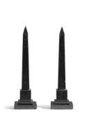 A PAIR OF PORTER MARBLE OBELISKS IN THE EGYPTIAN MANNER, PROBABLY FRENCH