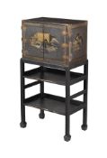 A JAPANNED CABINET ON STAND, 19TH CENTURY