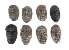 BAYARD OSBORN (1922-2012), A GROUP OF EIGHT METAL 'DEATH MASKS'