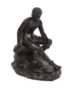 AFTER THE ANTIQUE, A BRONZE FIGURE OF THE SEATED HERMES, 20TH CENTURY