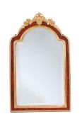 A CARVED GILTWOOD AND PAINTED MIRROR, IN LOUIS XV STYLE, 20TH CENTURY