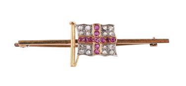 A RUBY AND DIAMOND FLAG BROOCH