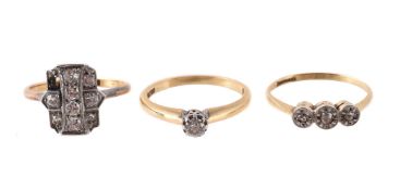 THREE DIAMOND SET RINGS