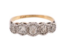 A FIVE STONE DIAMOND RING