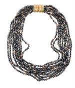 A HEMATITE BEAD TORSADE NECKLACE
