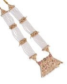 AN INDIAN FRESHWATER CULTURED PEARL, RUBY AND EMERALD NECKLACE